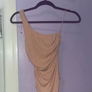 Peach Le Lis rouched one strap body suit